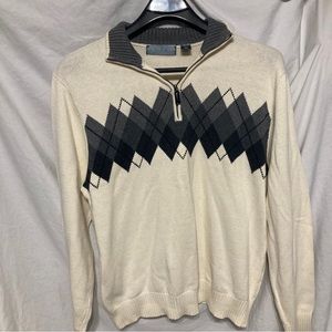 Oscar De La Renta Men's XL 1/4 Zip Knit Pullover Mock Neck  Sweater